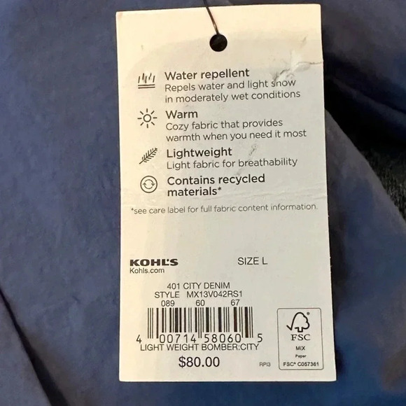 NWT’S. FLX Mens Large Lightweight Bomber City Jacket. - Picture 7 of 11